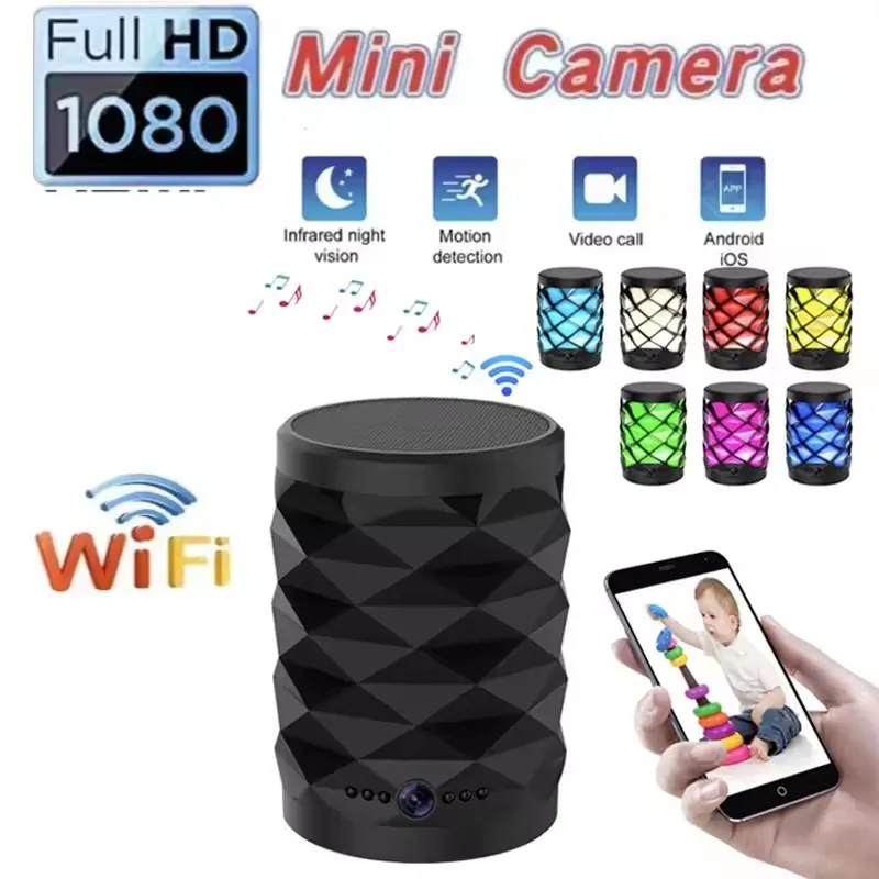 Home Security Flood Lights - Câmera Mini HD Wifi com Alto-falante