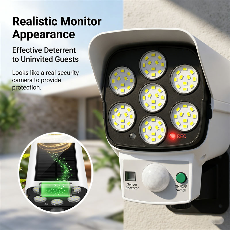 Home Security Flood Lights - Câmera de Segurança Falsa Solar com