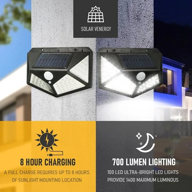 Solar Security Light - 100led multifuncional lâmpada solar ao ar
