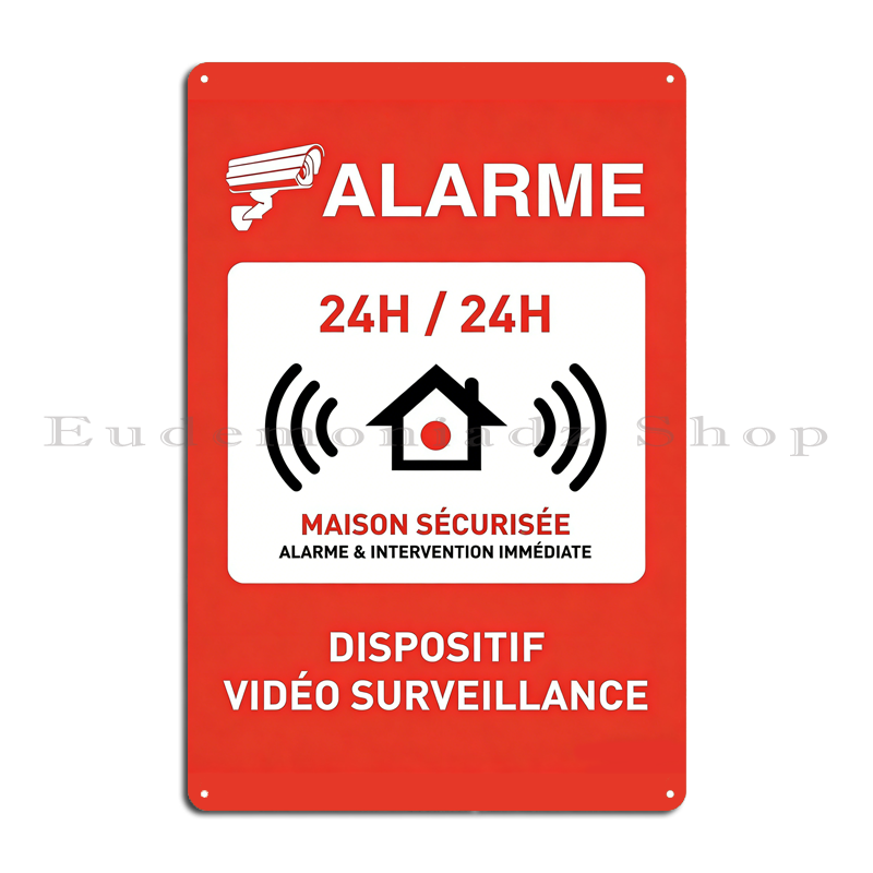 Placa de Metal Retrô com Siste - Home Security Systems avaliação e preço