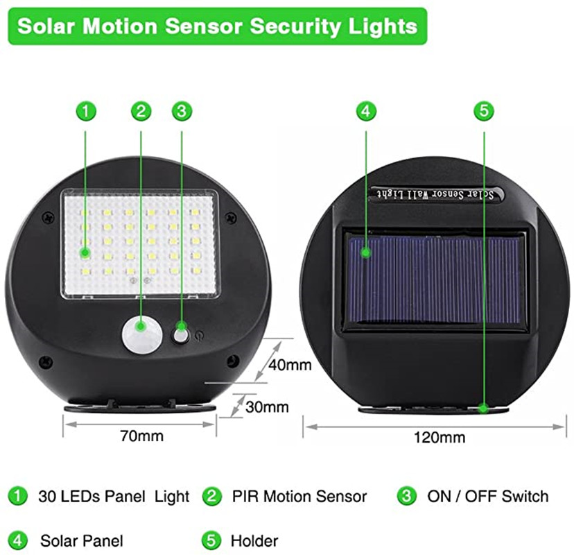 Luzes Solares de 30LED para Se - Home Security Flood Lights avaliação e preço