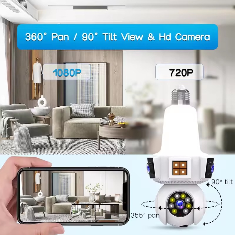 6mp v380pro app lente dupla co - Home Security Flood Lights avaliação e preço