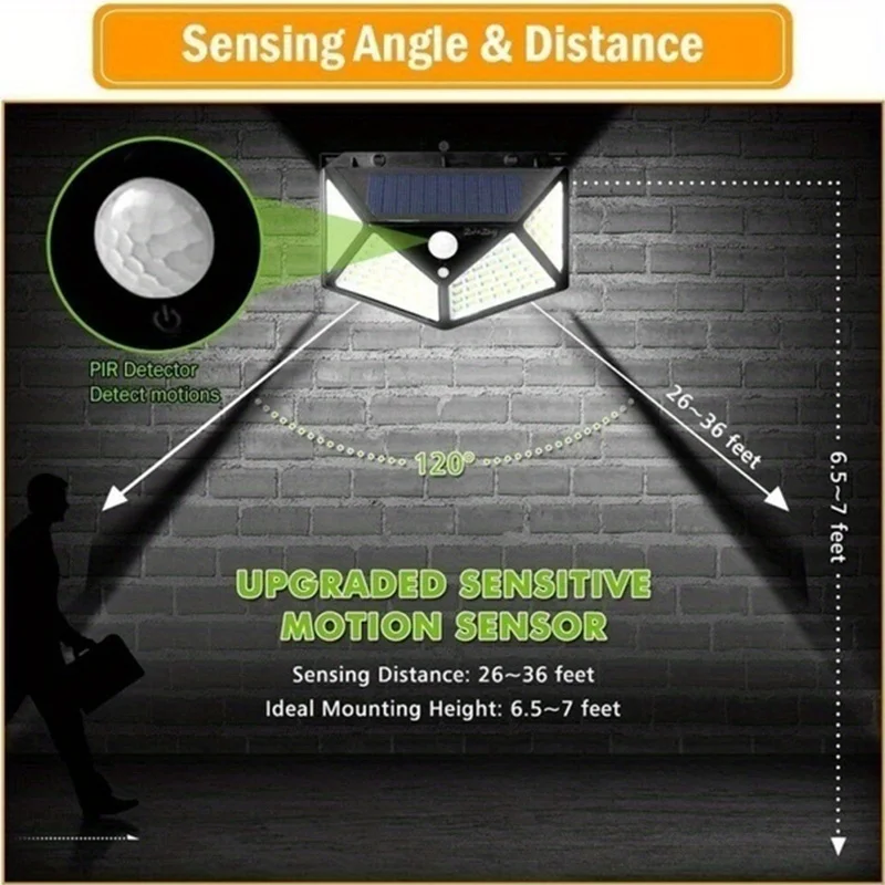 100led multifuncional lâmpada  - Solar Security Light avaliação e preço